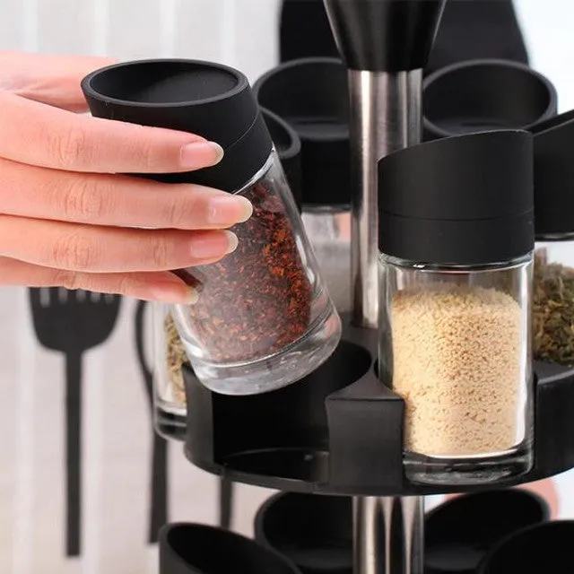 12-Piece Of 100Ml Herb And Spice Carousel Jar Set