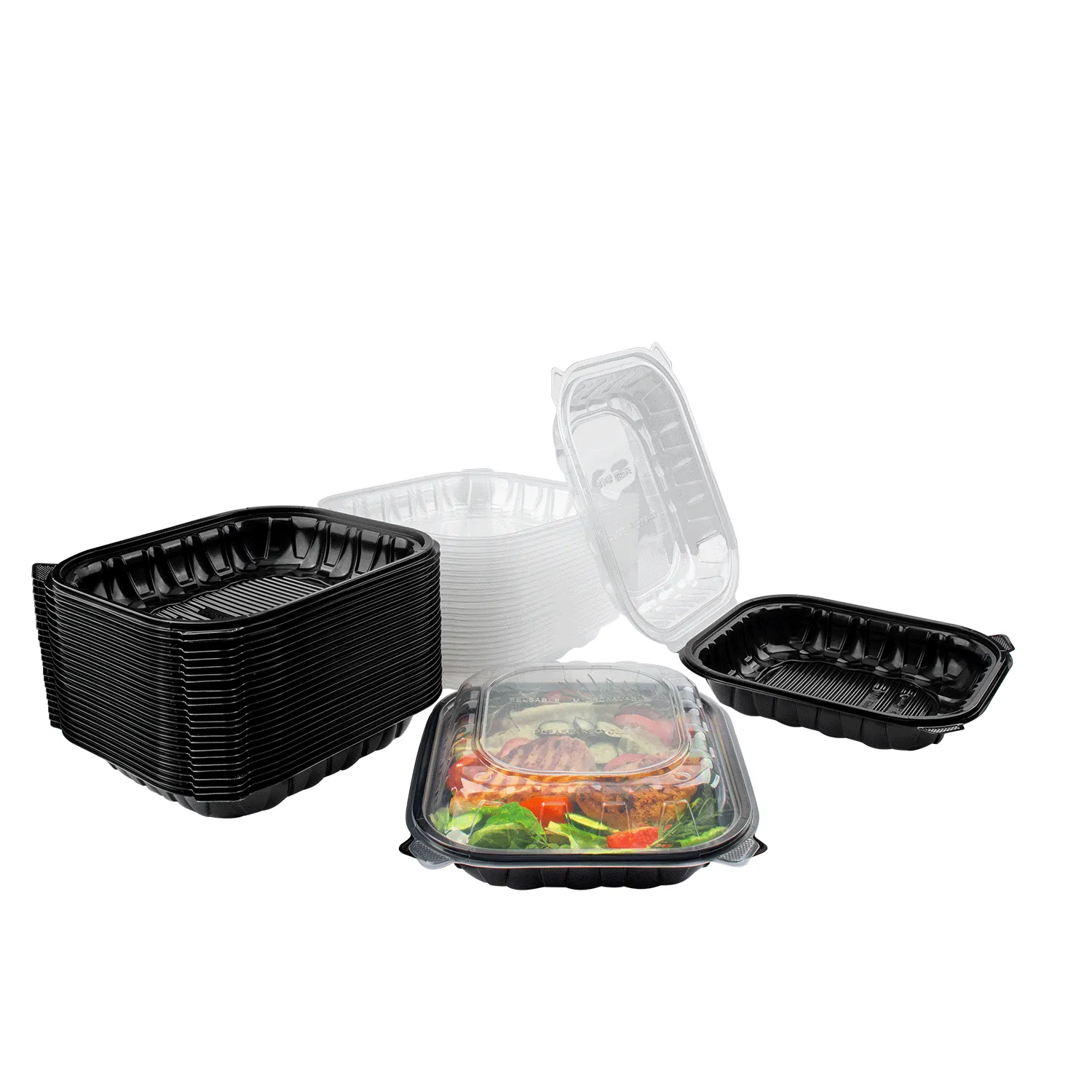 [150 ct] 10.25" x 9" Premium PP Hinged Container