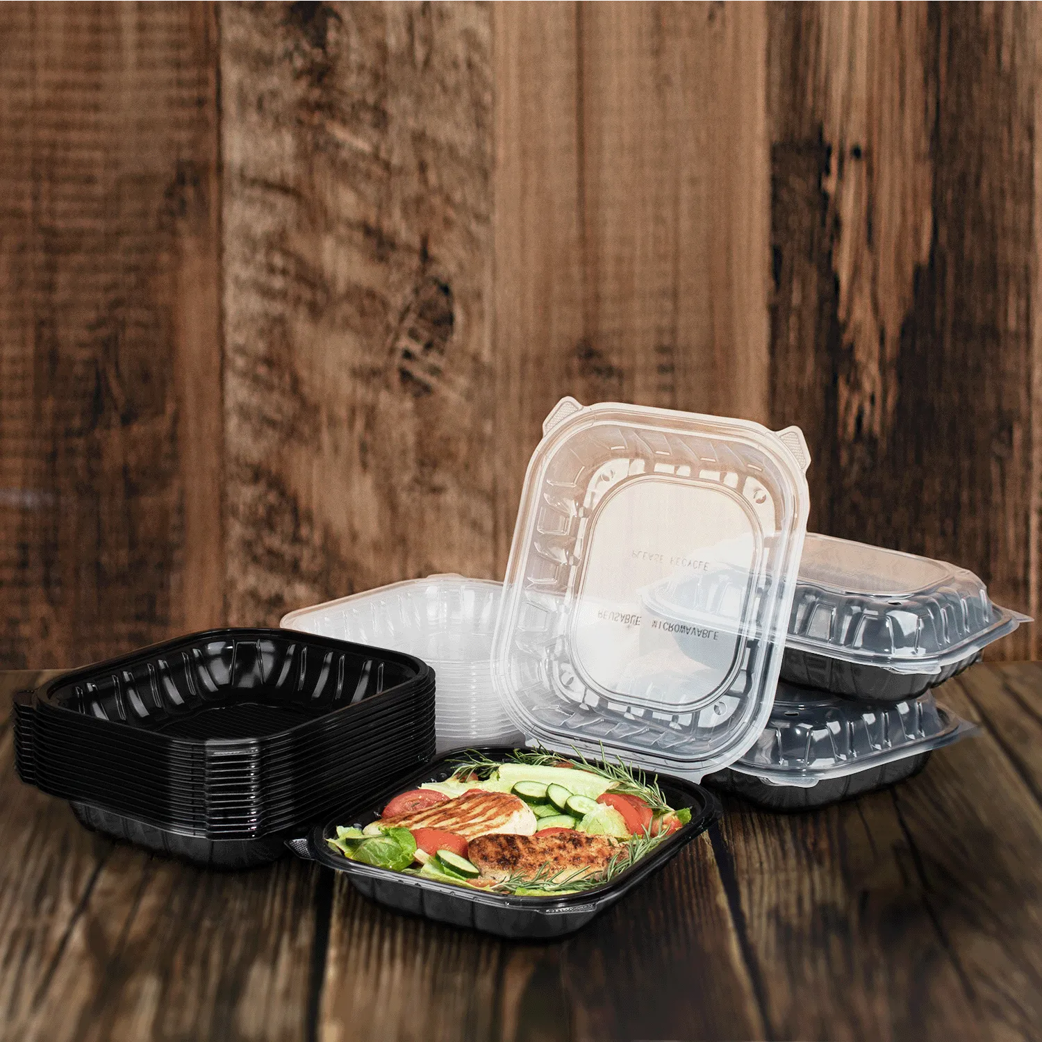 [150 ct] 10.25" x 9" Premium PP Hinged Container