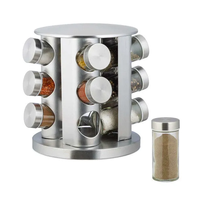 16 Jar Silver Rotating Spice Carousel Srsc16