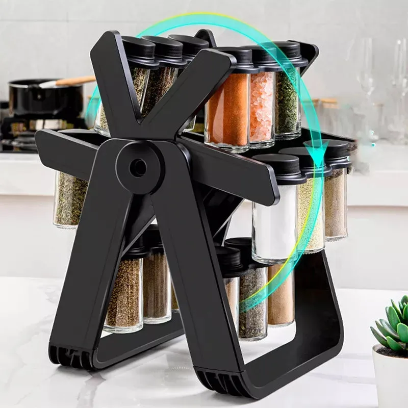 18IN1 ROTATING FERRIS WHEEL GLASS SPICE RACK