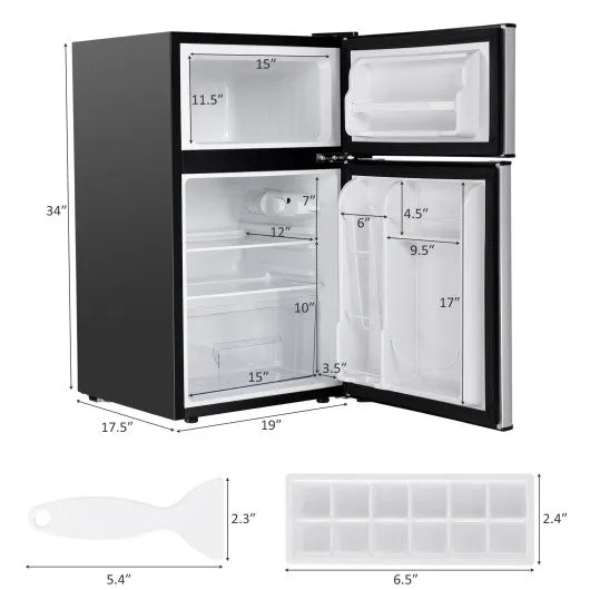 3.2 cu ft. Compact Stainless Steel Refrigerator-Gray