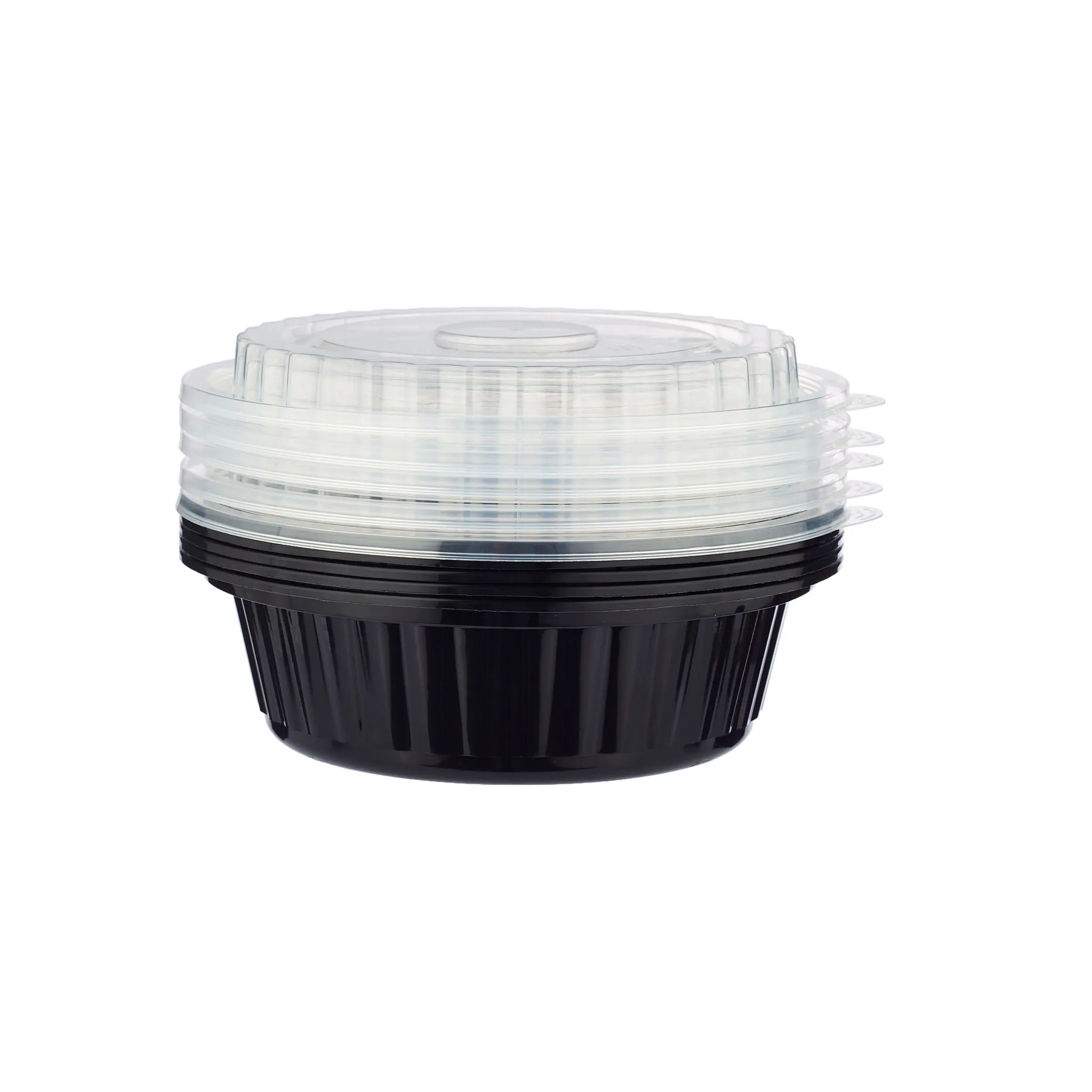 5 Pieces Black Base Round PP Container 16 Oz With Lid