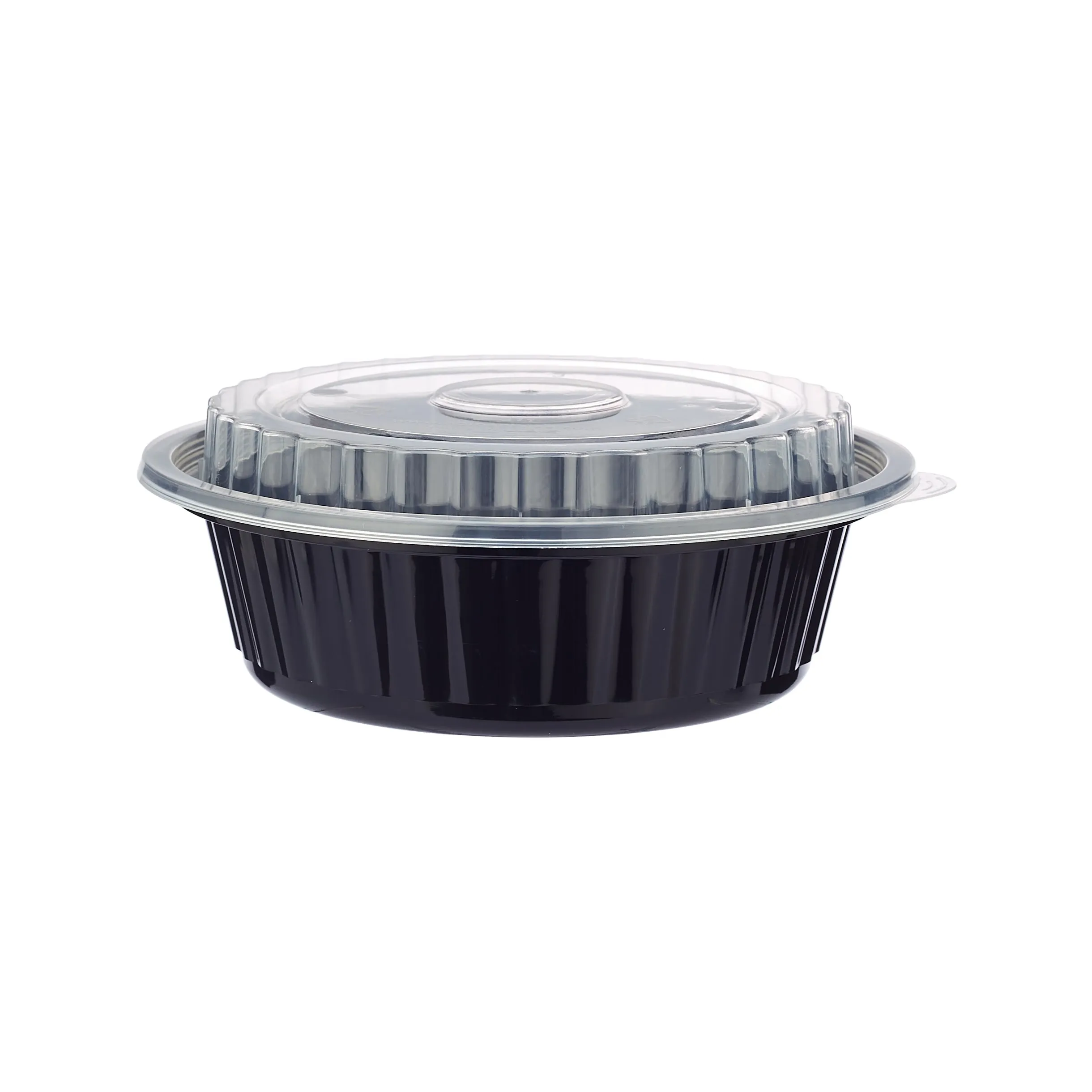 5 Pieces Black Base Round PP Container 16 Oz With Lid