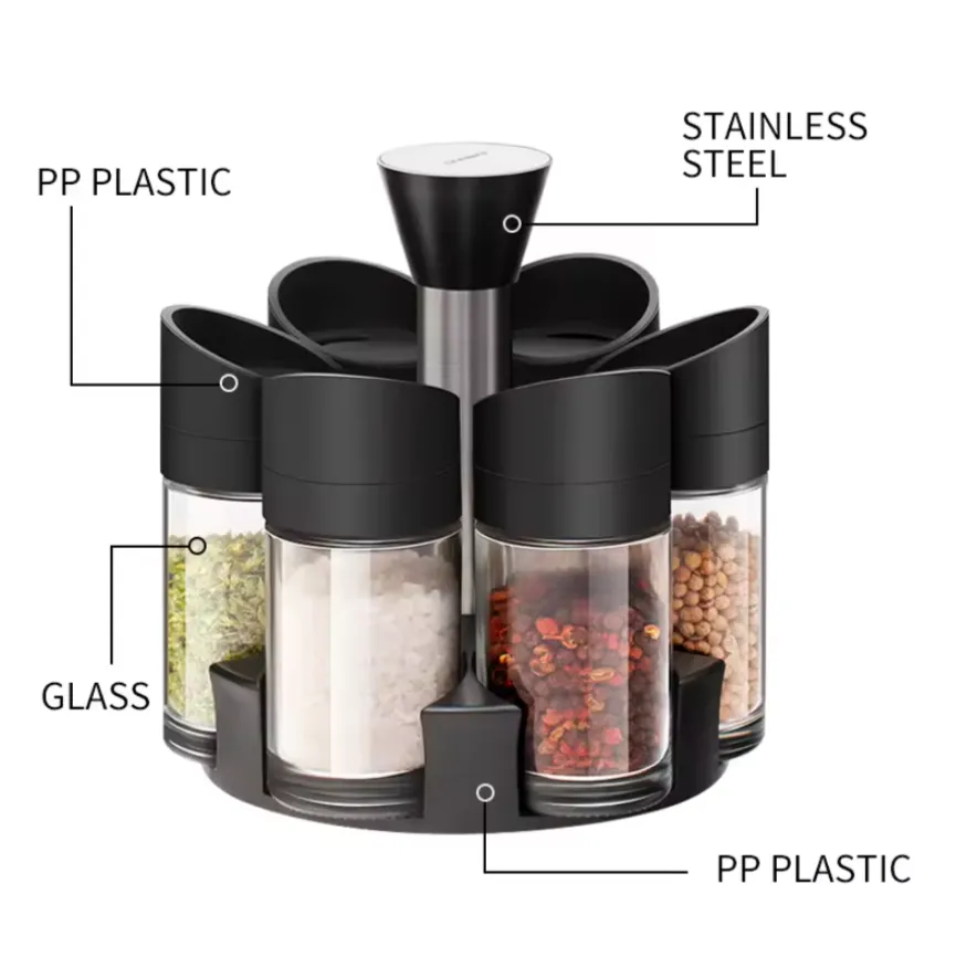 6Pcs Countertop Stainless Steel Swivel Spice Rack PW-687