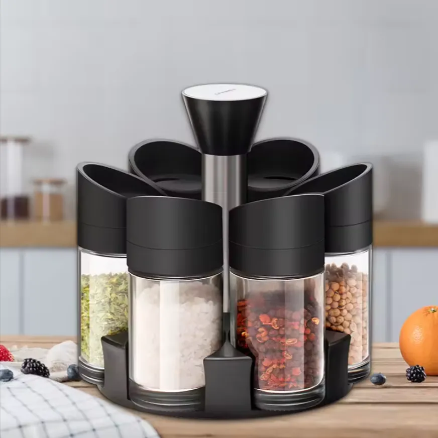 6Pcs Countertop Stainless Steel Swivel Spice Rack PW-687