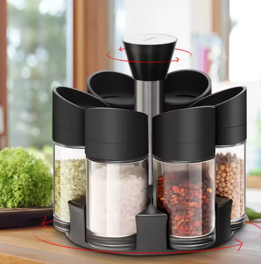 6Pcs Countertop Stainless Steel Swivel Spice Rack PW-687