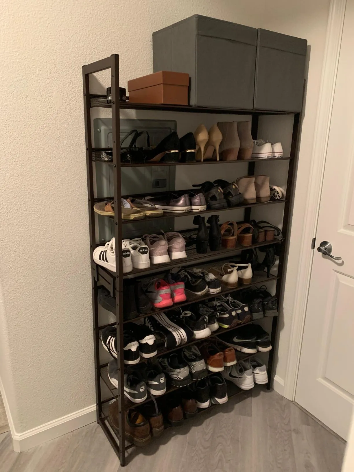 8-Tier Shoe Rack, Set of 2 Stackable 4-Tier Shoe Organizers, Metal Mesh Shoe Shelf Storage