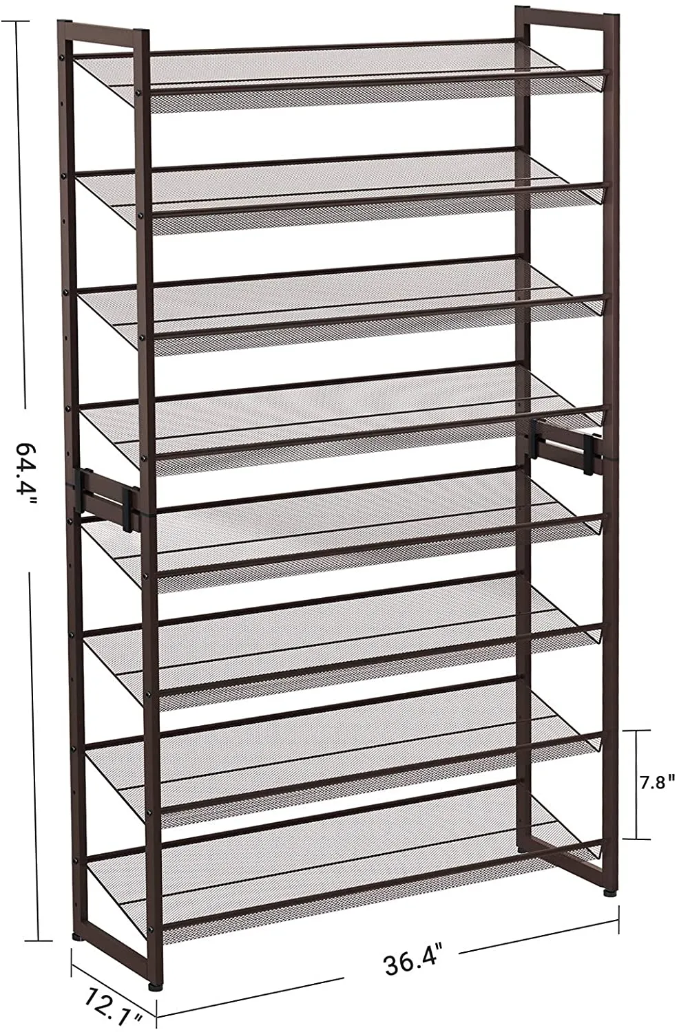 8-Tier Shoe Rack, Set of 2 Stackable 4-Tier Shoe Organizers, Metal Mesh Shoe Shelf Storage