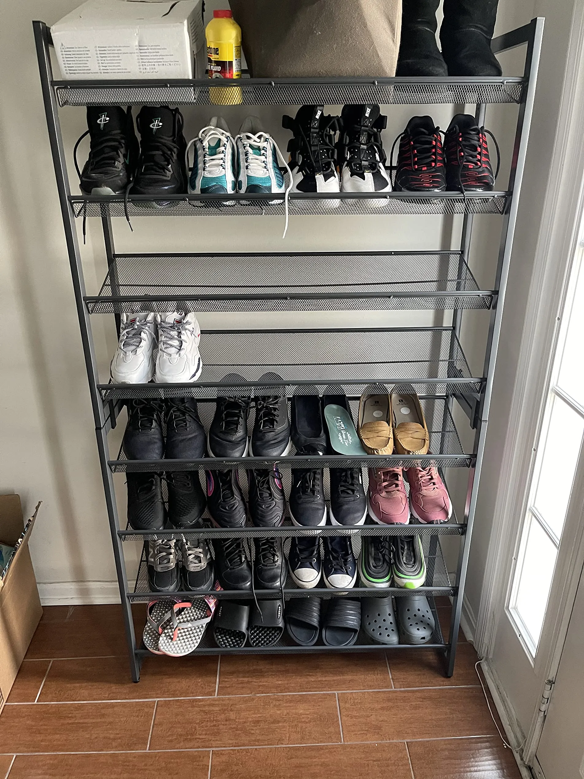 8-Tier Shoe Rack, Set of 2 Stackable 4-Tier Shoe Organizers, Metal Mesh Shoe Shelf Storage