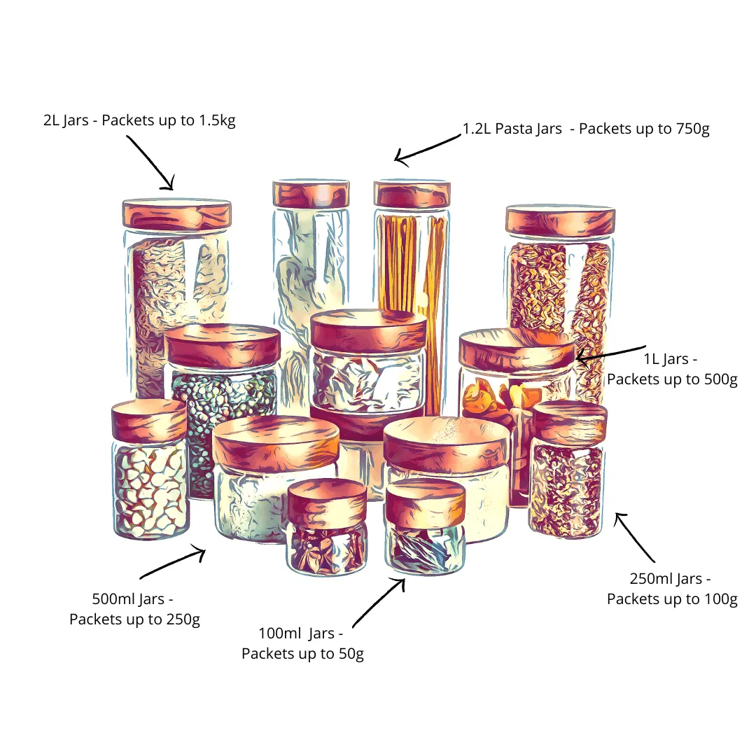 Acacia Wood Glass Jar Small Pantry Organisation Pack