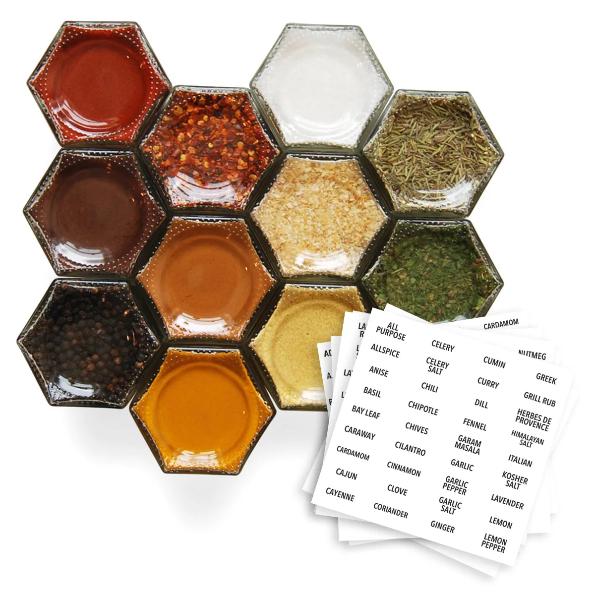 BASICS | 12 Large Magnetic Jars Filled with Organic Spices