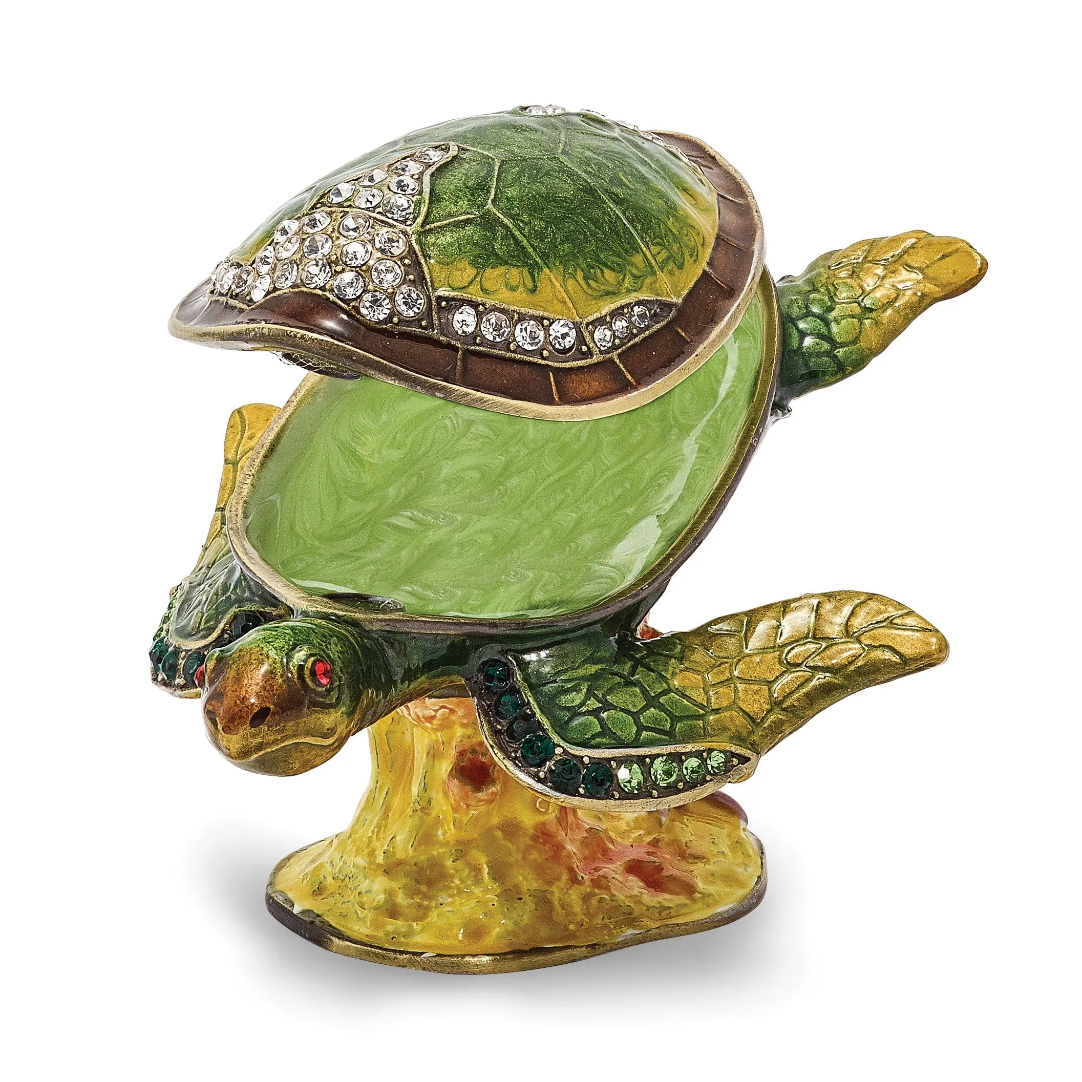 Bejeweled Multi Color Finish ROXY Reef Dweller Sea Turtle Trinket Box