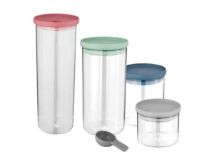 BergHOFF Leo 5Pc Glass Food Container Set and Scoop, Multicolor