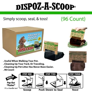 Dispoz-A-Scoop Bags - No Touch, Sanitary Dog Poop Scoopers (96 Count)