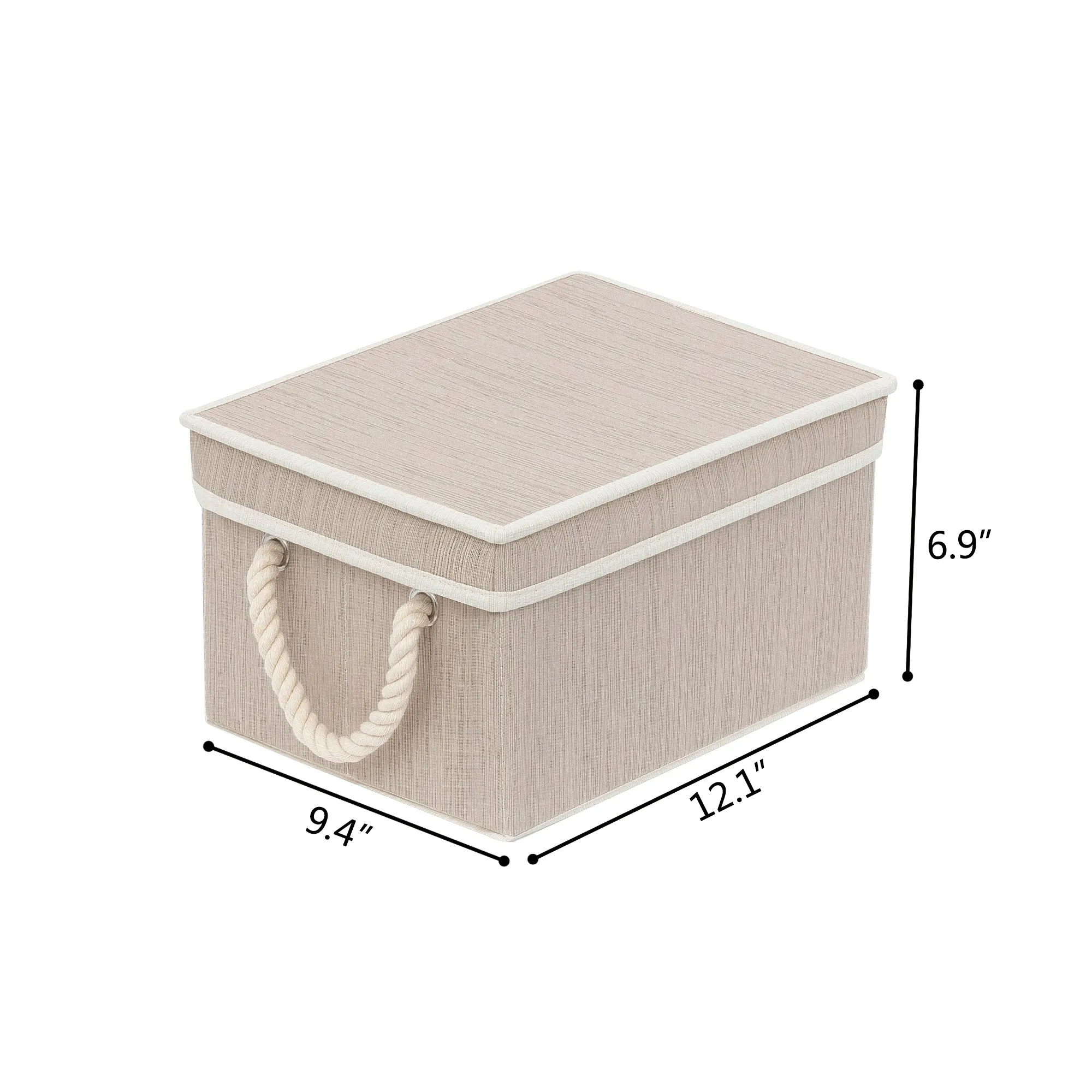 Fabric Storage Bins With Lids and Cotton Rope Handles, 3-pack