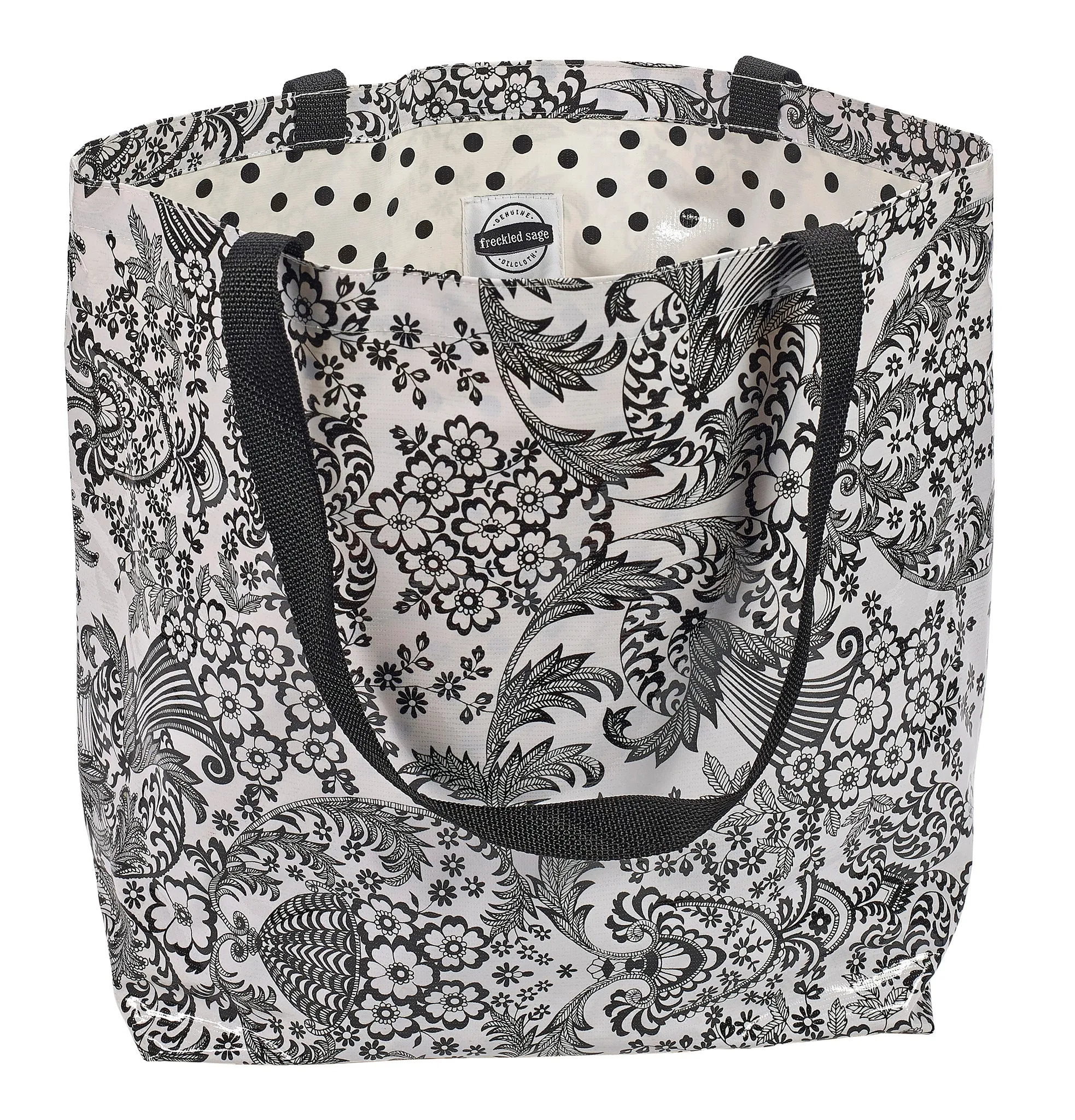 Freckled Sage Oilcloth Market Bags in Toile Black