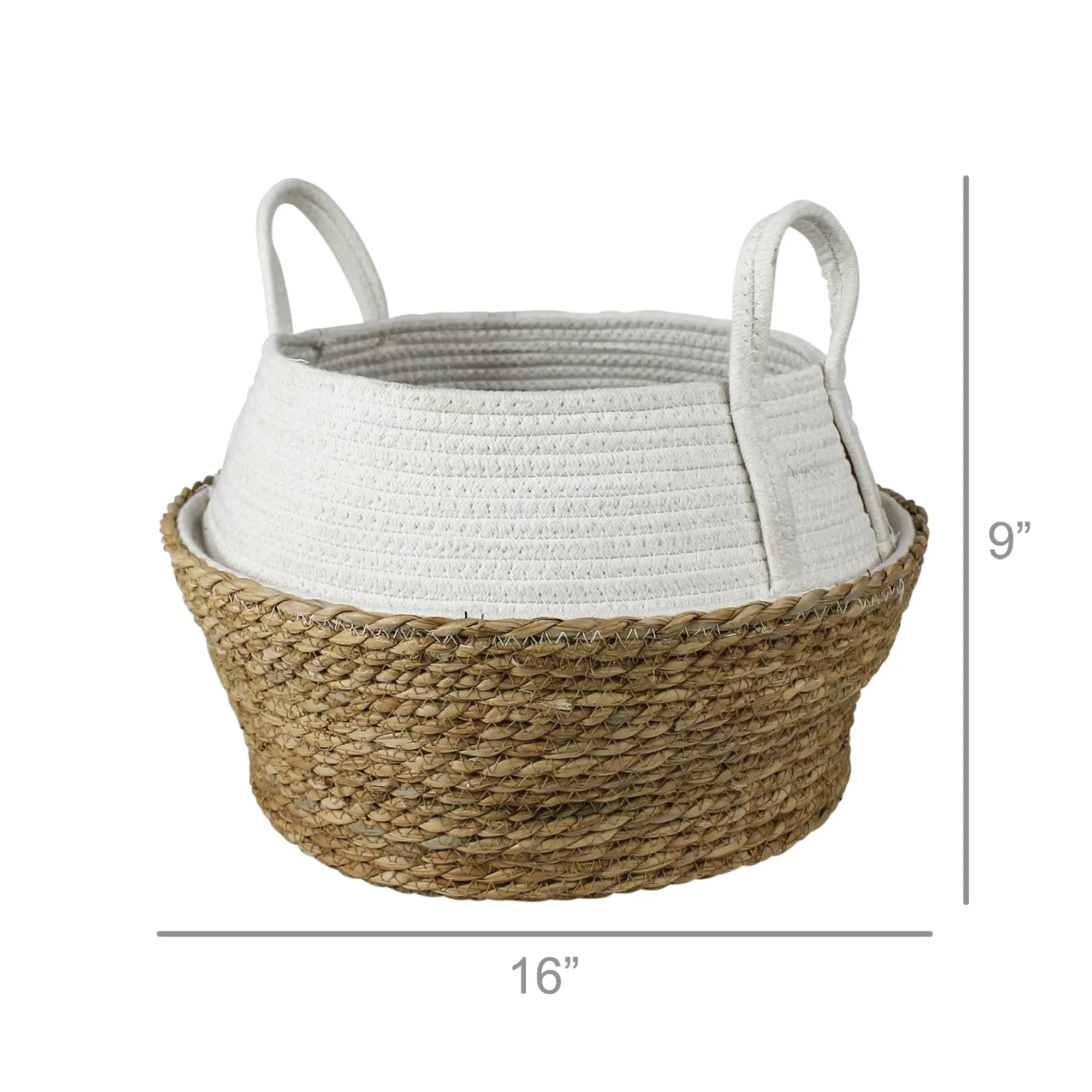 Gideon Collapsible Grass & Cotton Basket By HomArt