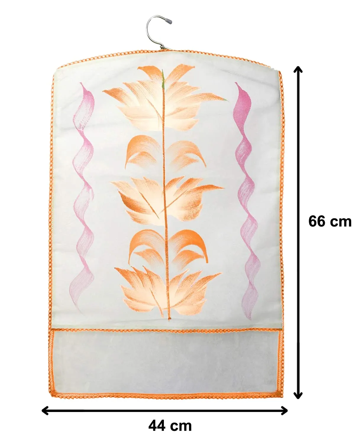 Heart Home Non Woven Hanging Saree Cover, Wardrobe Organizer, Closet Organizer, Saree & Garments Protector Cover With 1 Zipper Compartment on Back Side- Pack of 12 (Orange)-HS_38_HEARTH21485