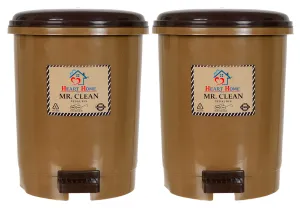 Heart Home Tiny Countertop Trash Bin, Mini Desktop Garbage Bin with Padal (Coffee)-Pack of 2