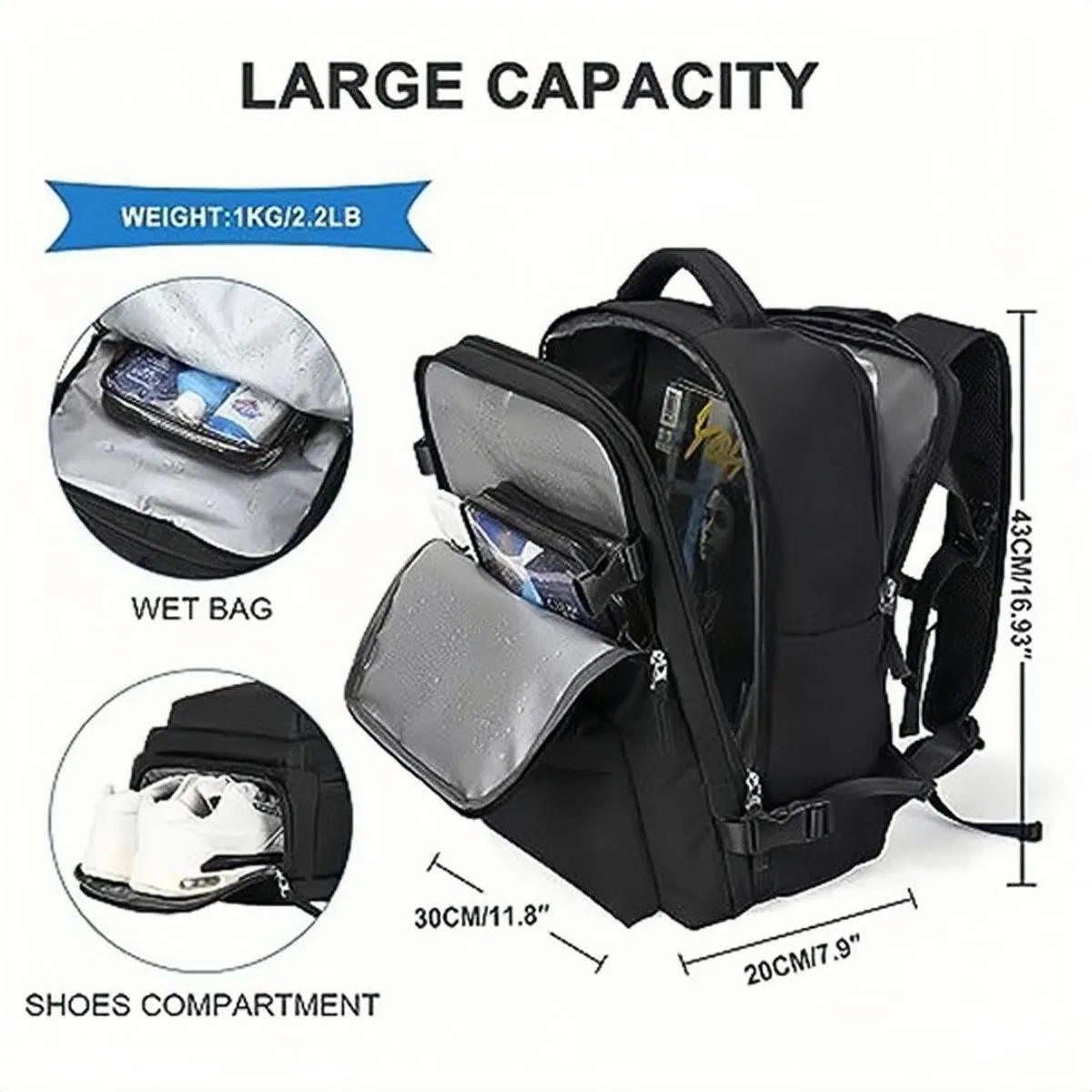 High Capacity Backpack Dry Wet Separation Storage Bag Business Travel Bag Tablet Computer Bag