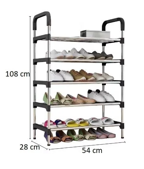 KriShyam® Stainless Steel Shoe Rack l 5 Layer Space-Saving and Rust-Resistant