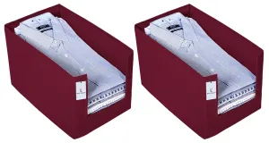 Kuber Industries 2 Piece Non Woven Shirt Stacker Wardrobe Organizer Set, Maroon-CTKTC031841