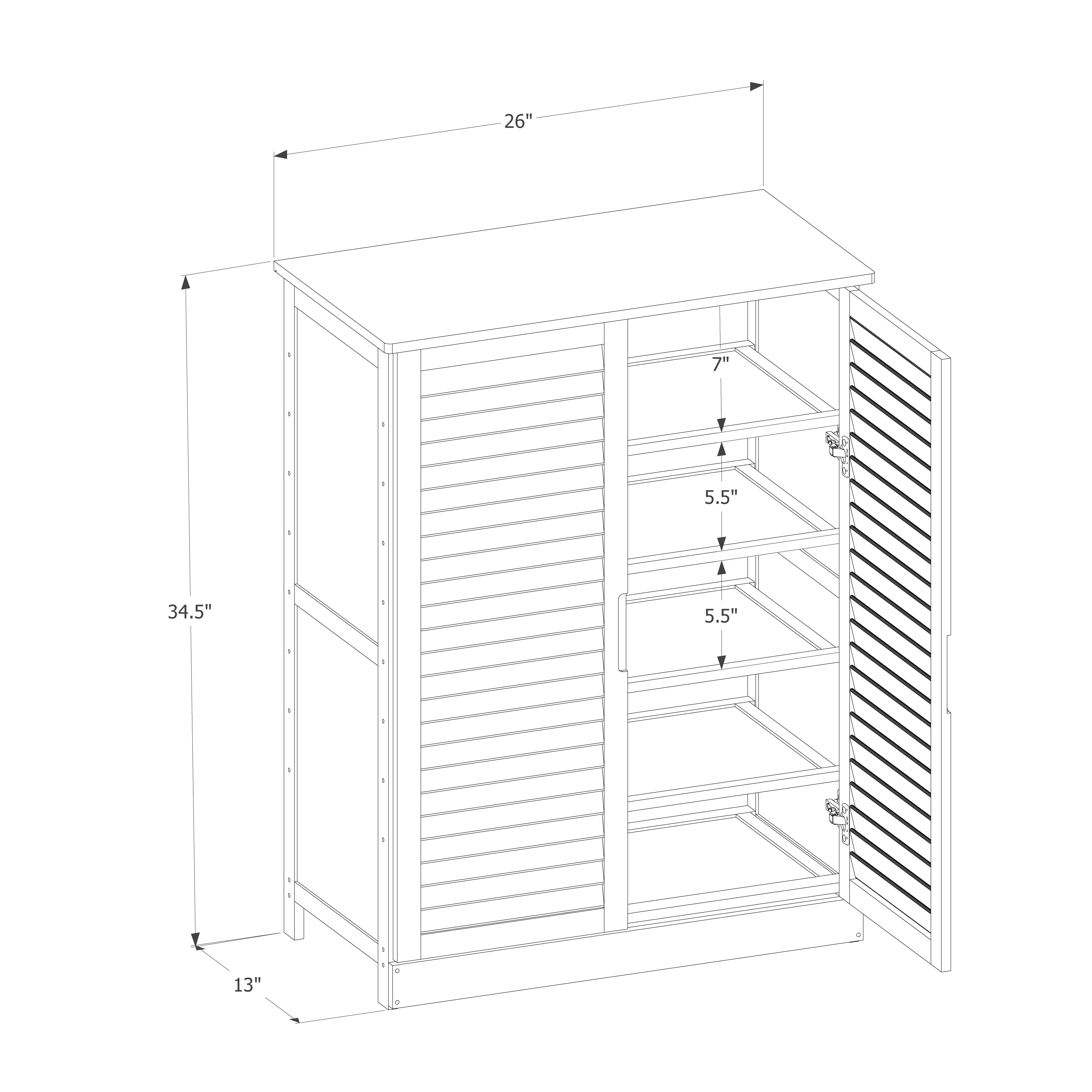 Louver Panel Double Door Cabinet - without Drawer