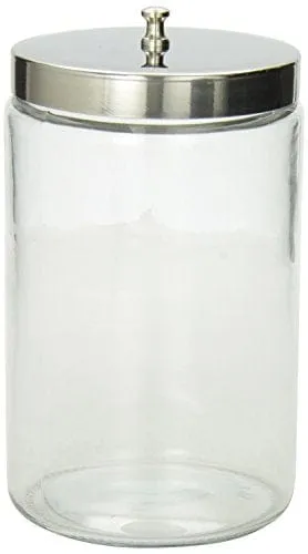 MABIS Decorative Storage Apothecary Clear Glass Jar for Kitchen, Bathroom or Laundry Organization with Metal Lid, 4.1 x 3.9 x 7 inches