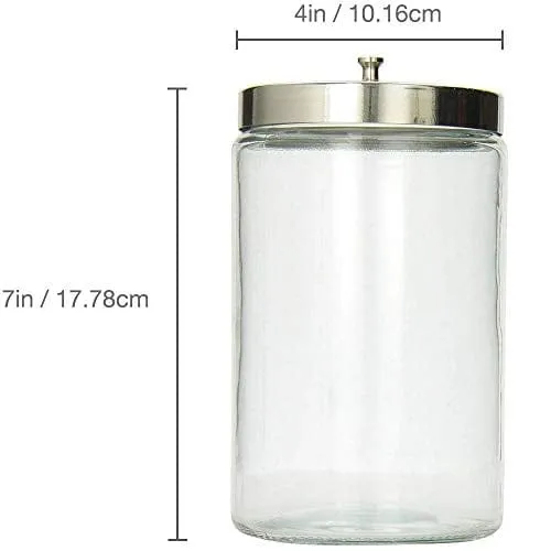 MABIS Decorative Storage Apothecary Clear Glass Jar for Kitchen, Bathroom or Laundry Organization with Metal Lid, 4.1 x 3.9 x 7 inches