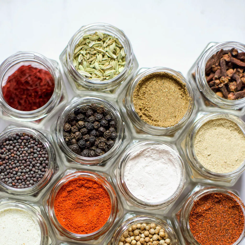 MASALA DABBA | Indian Spice Kit with 24 Filled Magnetic Jars