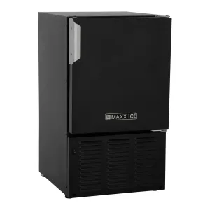 Maxx Ice Compact Marine Ice Machine, 25 lbs, Long Crescent Cubes, in Black