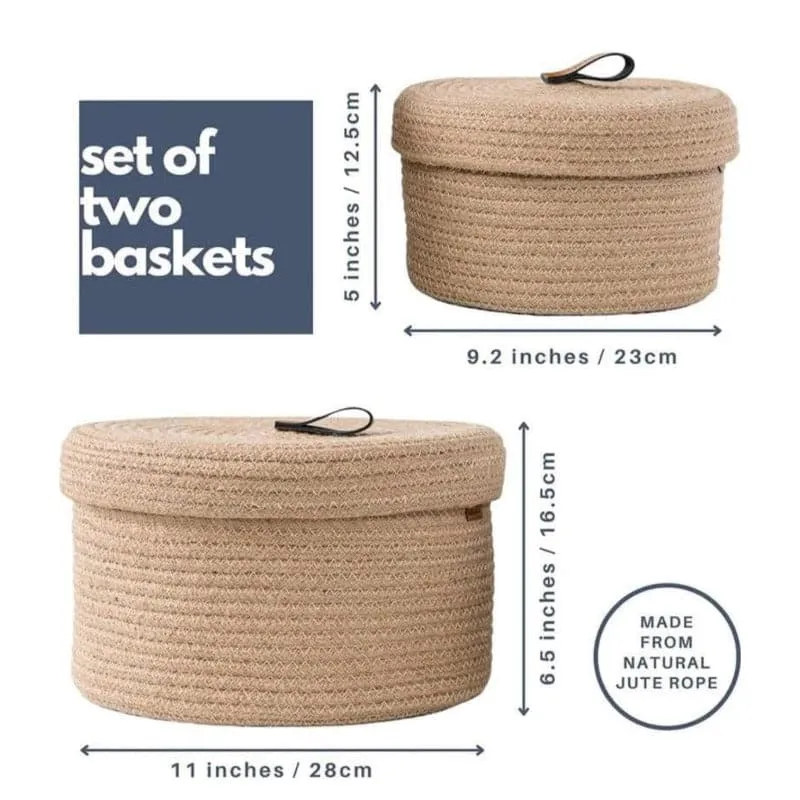 Obero Natural Fiber Storage Basket (Brown) - Set Of Two