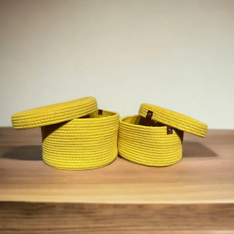 Obero Natural Fiber Storage Basket (Yellow) - Set Of Two