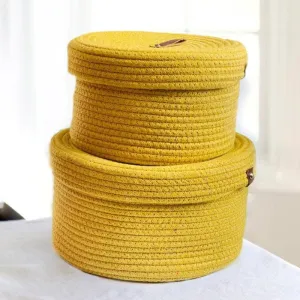 Obero Natural Fiber Storage Basket (Yellow) - Set Of Two