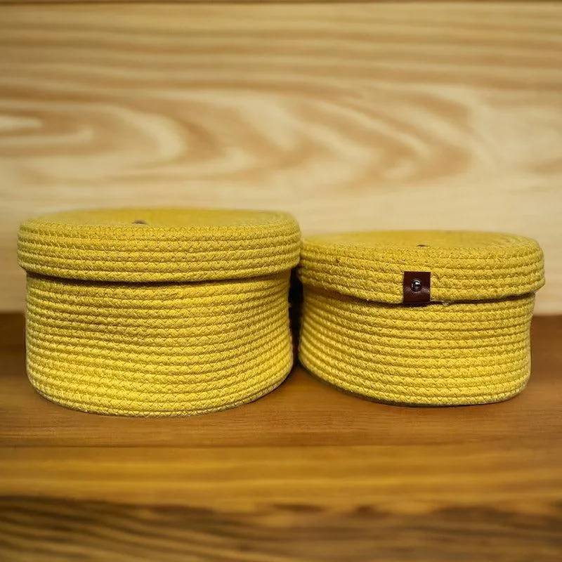 Obero Natural Fiber Storage Basket (Yellow) - Set Of Two