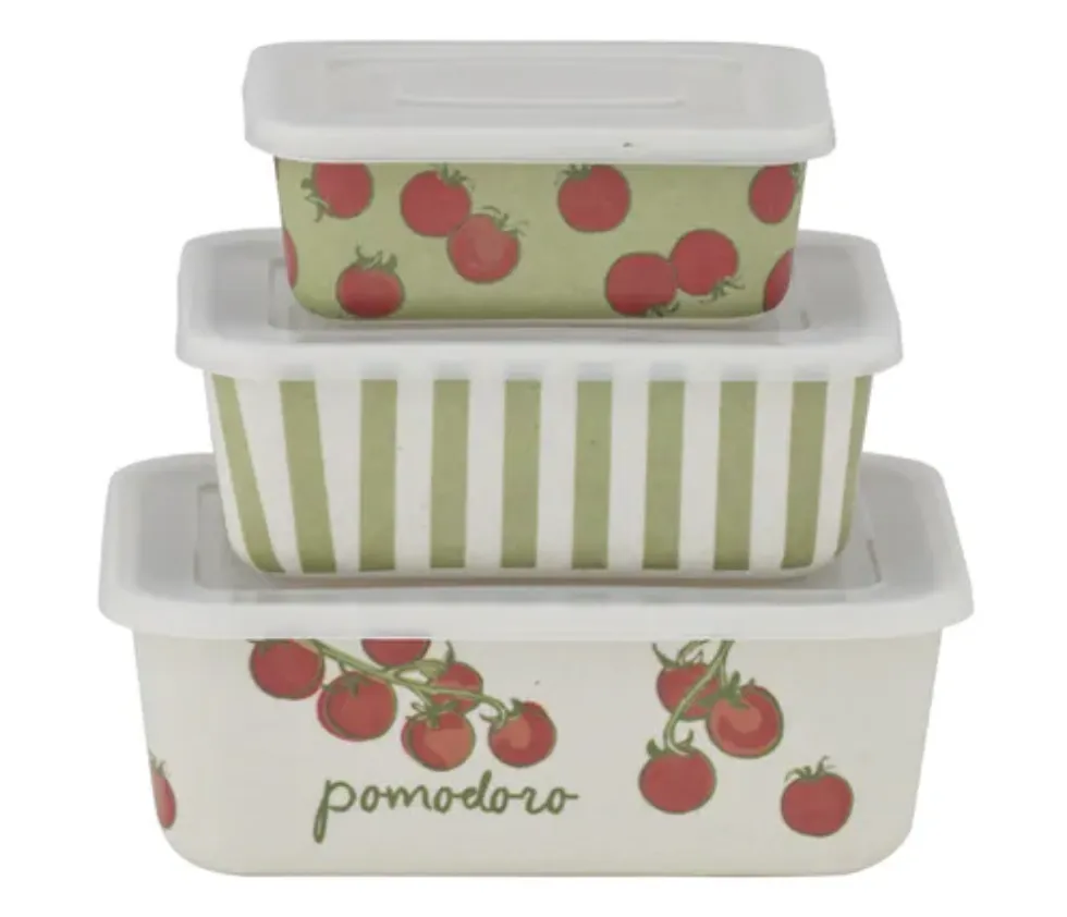 Pomodoro 3pc Bamboo Fiber Containers - Tomatos