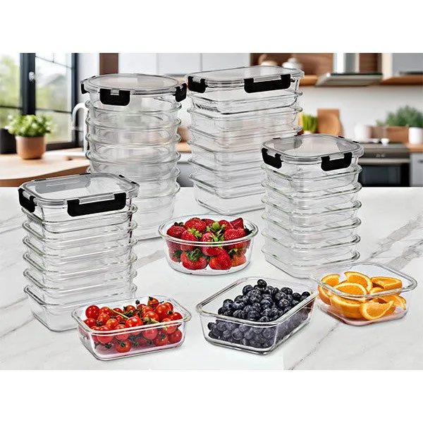 Rectangular Glass Meal Prep Containers Airtight Lids (Set of 10)