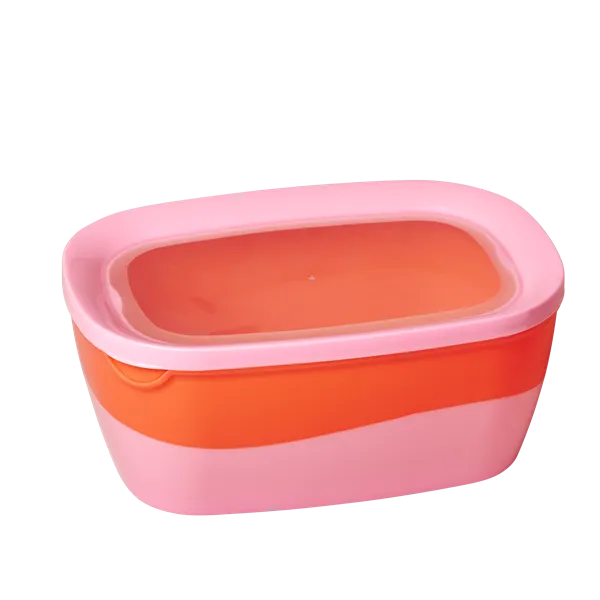 Rice DK Rectangular Two Tone Food Box Pink Orange Set of 3