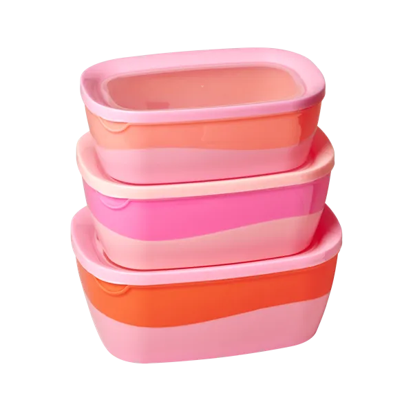 Rice DK Rectangular Two Tone Food Box Pink Orange Set of 3