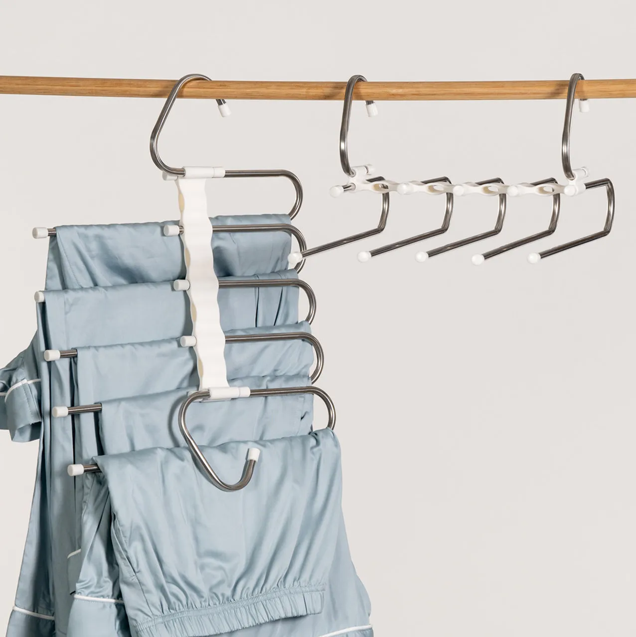 Robinsons Space Saving Wardrobe Pant Hanger Twin Pack (Closet Organiser) - Special Buy