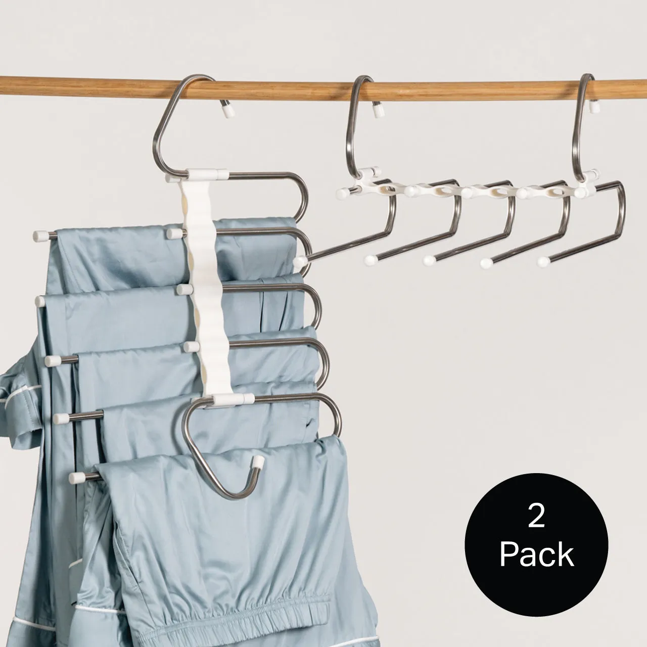 Robinsons Space Saving Wardrobe Pant Hanger Twin Pack (Closet Organiser) - Special Buy