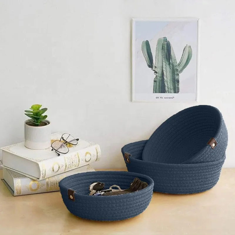 Stellen Natural Fiber Organizer (Navy Blue) - Set Of Three