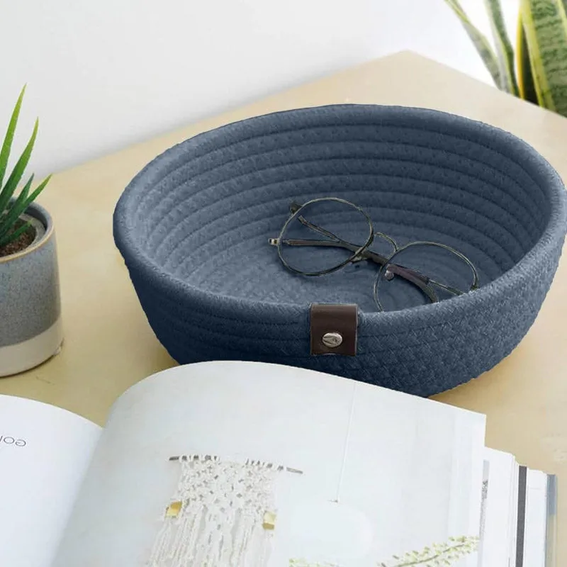 Stellen Natural Fiber Organizer (Navy Blue) - Set Of Three