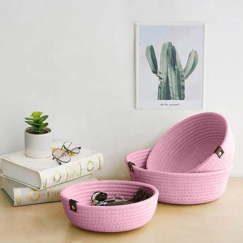 Stellen Natural Fiber Organizer (Pink) - Set Of Three