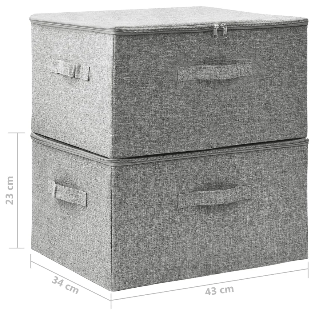 Storage Boxes 2 pcs  Fabric 43x34x23 cm Grey