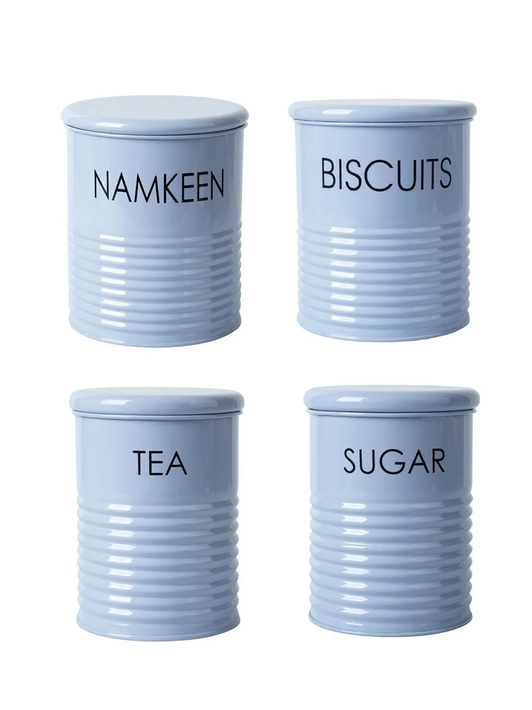 Tea & Sugar Jar (Each 900 Ml)    Biscuits & Namkeen Jar (Each 1700 Ml) - Light Blue, Set Of 4