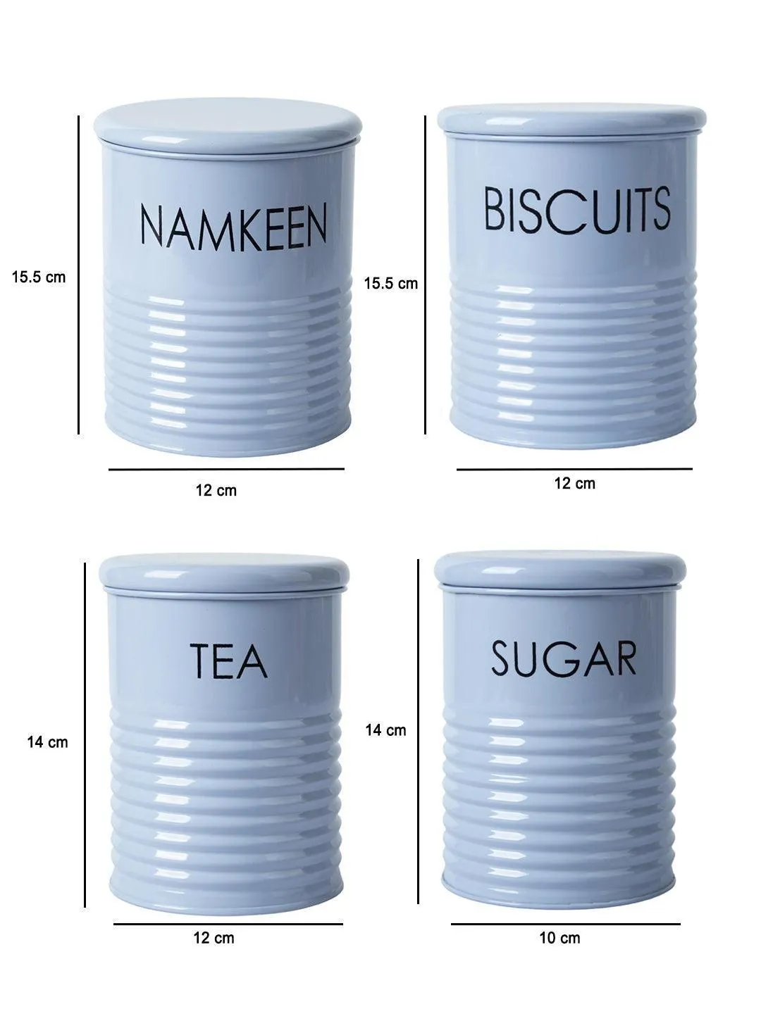 Tea & Sugar Jar (Each 900 Ml)    Biscuits & Namkeen Jar (Each 1700 Ml) - Light Blue, Set Of 4