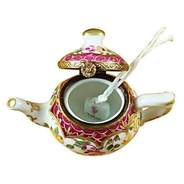 Teapot with Flowers & Maroon Scales