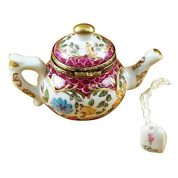 Teapot with Flowers & Maroon Scales